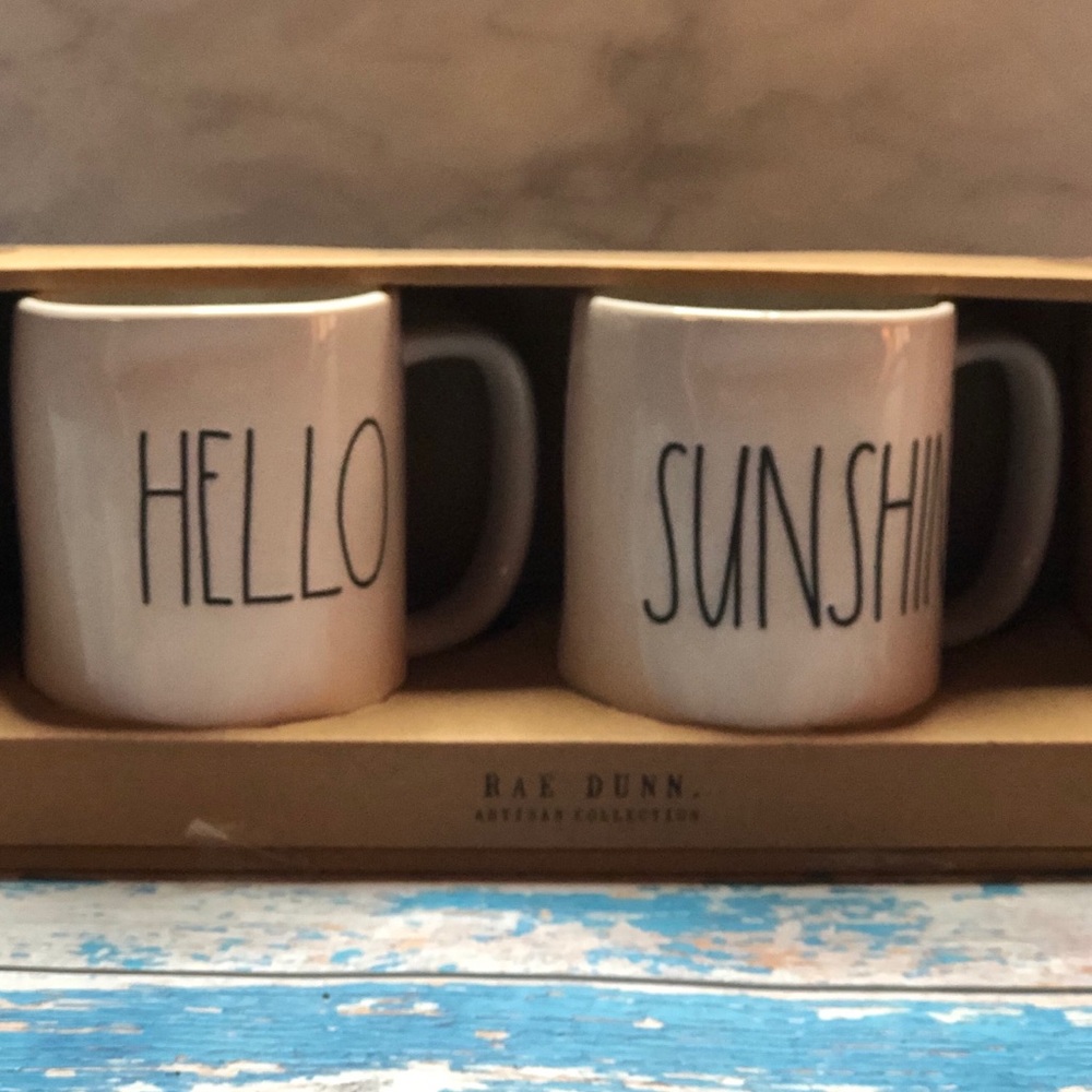 2-PACK Rae Dunn HELLO & SUNSHINE Mug Set NEW - Picture 1 of 1